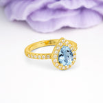 Luxurious Vintage 3 Prong Pear Cut Aquamarine Engagement Ring - Additional view