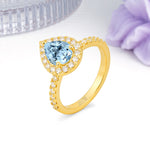 Luxurious Vintage 3 Prong Pear Cut Aquamarine Engagement Ring - Additional view