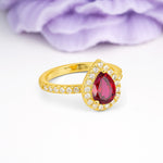 Luxurious Vintage 3 Prong Pear Cut Ruby Engagement Ring - Additional view