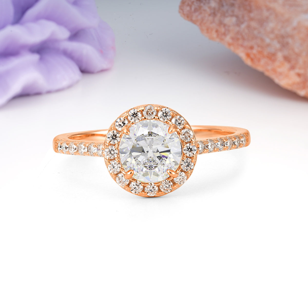 Luxurious Vintage 4 Prong Round Cut Moissanite Engagement Ring - Additional view