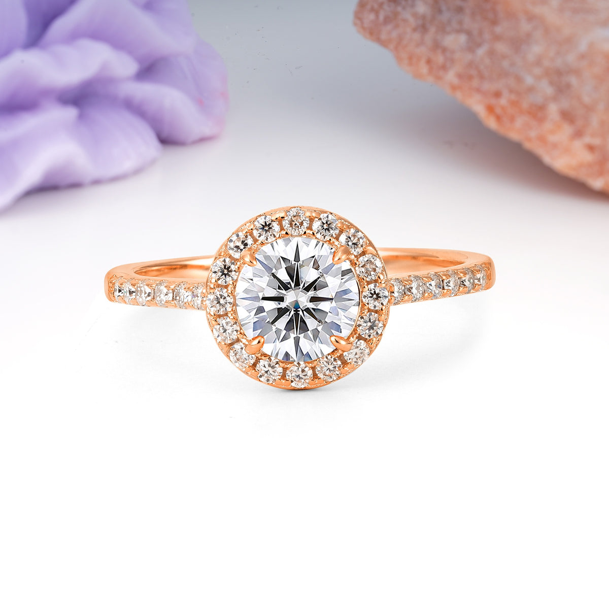 Luxurious Vintage 4 Prong Round Cut Lab Diamond Engagement Ring - Additional view