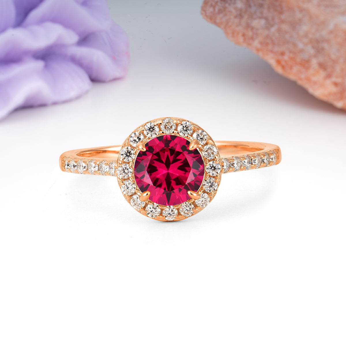 Luxurious Vintage 4 Prong Round Cut Ruby Engagement Ring - Additional view