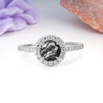 Luxurious Vintage 4 Prong Round Cut Black Rutilated Quartz Engagement Ring - Additional view