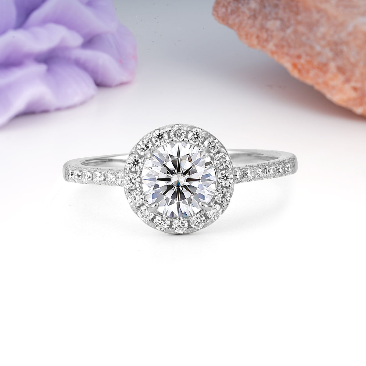 Luxurious Vintage 4 Prong Round Cut Lab Diamond Engagement Ring - Additional view
