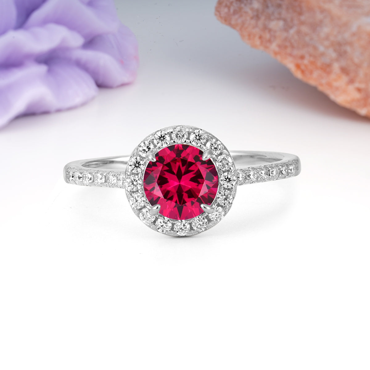 Luxurious Vintage 4 Prong Round Cut Ruby Engagement Ring - Additional view