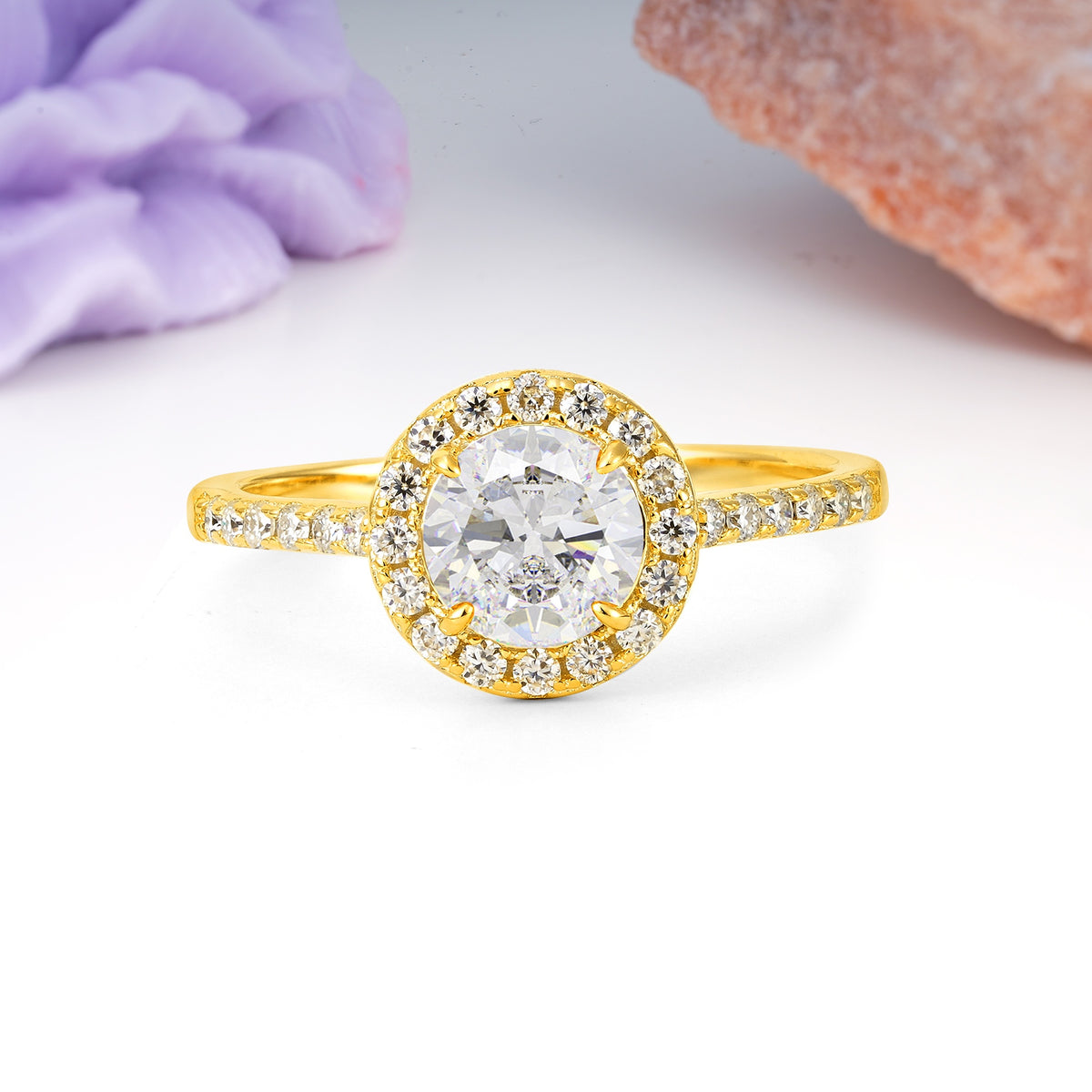 Luxurious Vintage 4 Prong Round Cut Moissanite Engagement Ring - Additional view