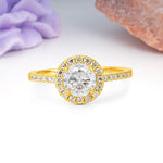 Luxurious Vintage 4 Prong Round Cut Moissanite Engagement Ring - Additional view