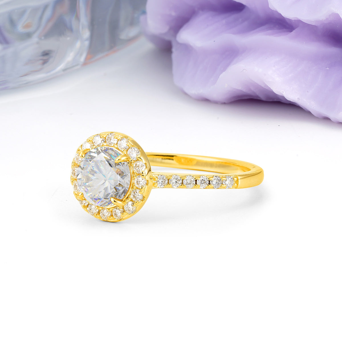 Luxurious Vintage 4 Prong Round Cut Moissanite Engagement Ring - Additional view
