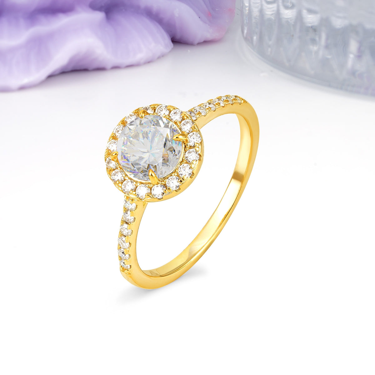 Luxurious Vintage 4 Prong Round Cut Moissanite Engagement Ring - Additional view