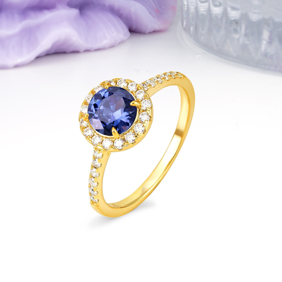Luxurious Vintage 4 Prong Round Cut Tanzanite Engagement Ring - Additional view