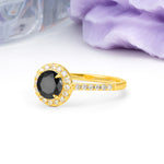 Luxurious Vintage 4 Prong Round Cut Black Onyx Engagement Ring - Additional view