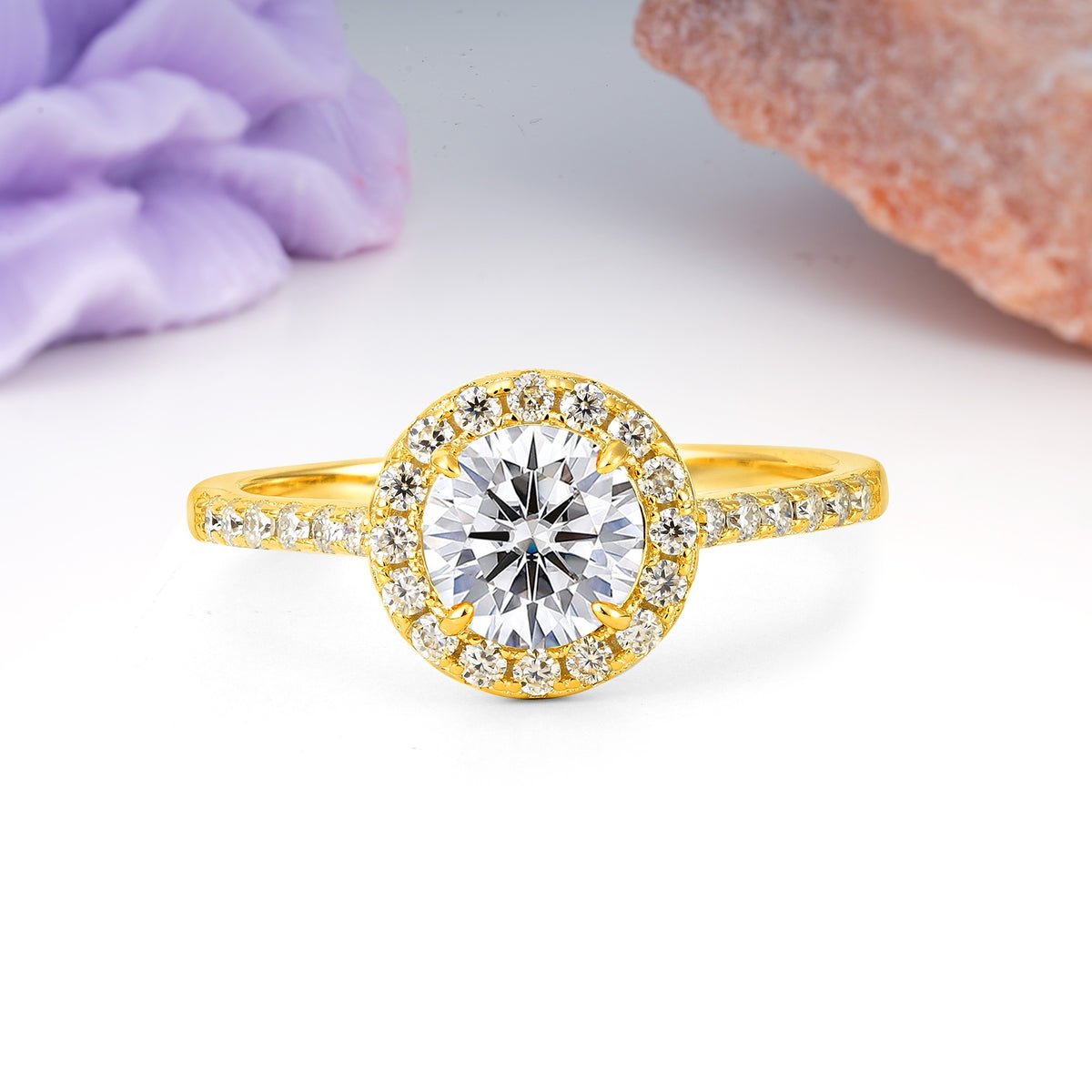 Luxurious Vintage 4 Prong Round Cut Lab Diamond Engagement Ring - Additional view