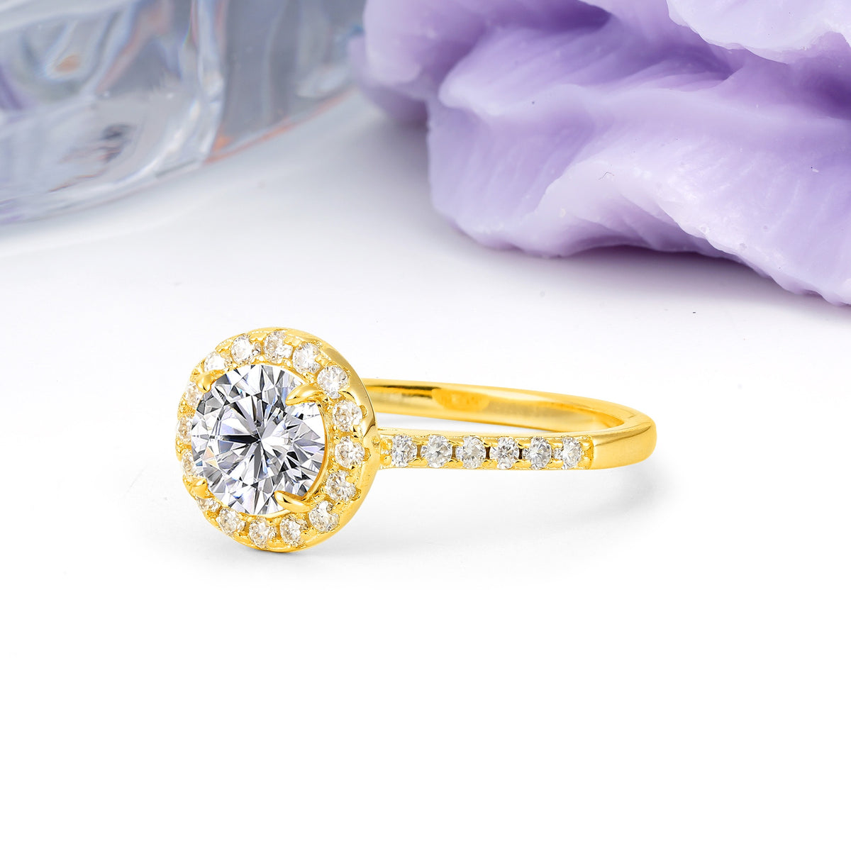Luxurious Vintage 4 Prong Round Cut Lab Diamond Engagement Ring - Additional view