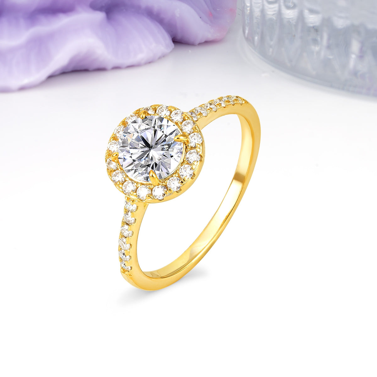 Luxurious Vintage 4 Prong Round Cut Lab Diamond Engagement Ring - Additional view
