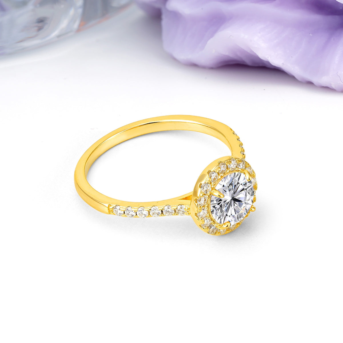 Luxurious Vintage 4 Prong Round Cut Lab Diamond Engagement Ring - Additional view