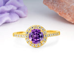 Luxurious Vintage 4 Prong Round Cut Amethyst Engagement Ring - Additional view