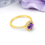 Luxurious Vintage 4 Prong Round Cut Amethyst Engagement Ring - Additional view