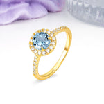 Luxurious Vintage 4 Prong Round Cut Aquamarine Engagement Ring - Additional view