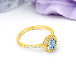 Luxurious Vintage 4 Prong Round Cut Aquamarine Engagement Ring - Additional view