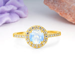 Luxurious Vintage 4 Prong Round Cut Moonstone Engagement Ring - Additional view