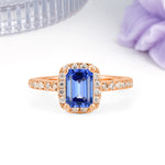 Luxurious Vintage Style 4 Prong Emerald Cut Sapphire Engagement Ring - Additional view
