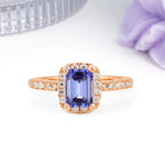 Luxurious Vintage Style 4 Prong Emerald Cut Tanzanite Engagement Ring - Additional view