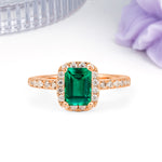 Luxurious Vintage Style 4 Prong Emerald Cut Emerald Engagement Ring - Additional view