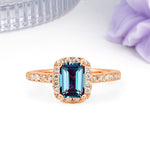 Luxurious Vintage Style 4 Prong Emerald Cut Alexandrite Engagement Ring - Additional view