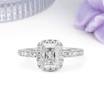 Luxurious Vintage Style 4 Prong Emerald Cut Moissanite Engagement Ring - Additional view