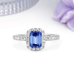 Luxurious Vintage Style 4 Prong Emerald Cut Sapphire Engagement Ring - Additional view