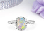 Luxurious Vintage Style 4 Prong Emerald Cut Fire Opal Engagement Ring - Additional view