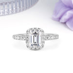 Luxurious Vintage Style 4 Prong Emerald Cut Lab Diamond Engagement Ring - Additional view