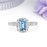 Luxurious Vintage Style 4 Prong Emerald Cut Aquamarine Engagement Ring - Additional view