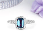 Luxurious Vintage Style 4 Prong Emerald Cut Alexandrite Engagement Ring - Additional view