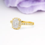 Luxurious Vintage Style 4 Prong Emerald Cut Moissanite Engagement Ring - Additional view