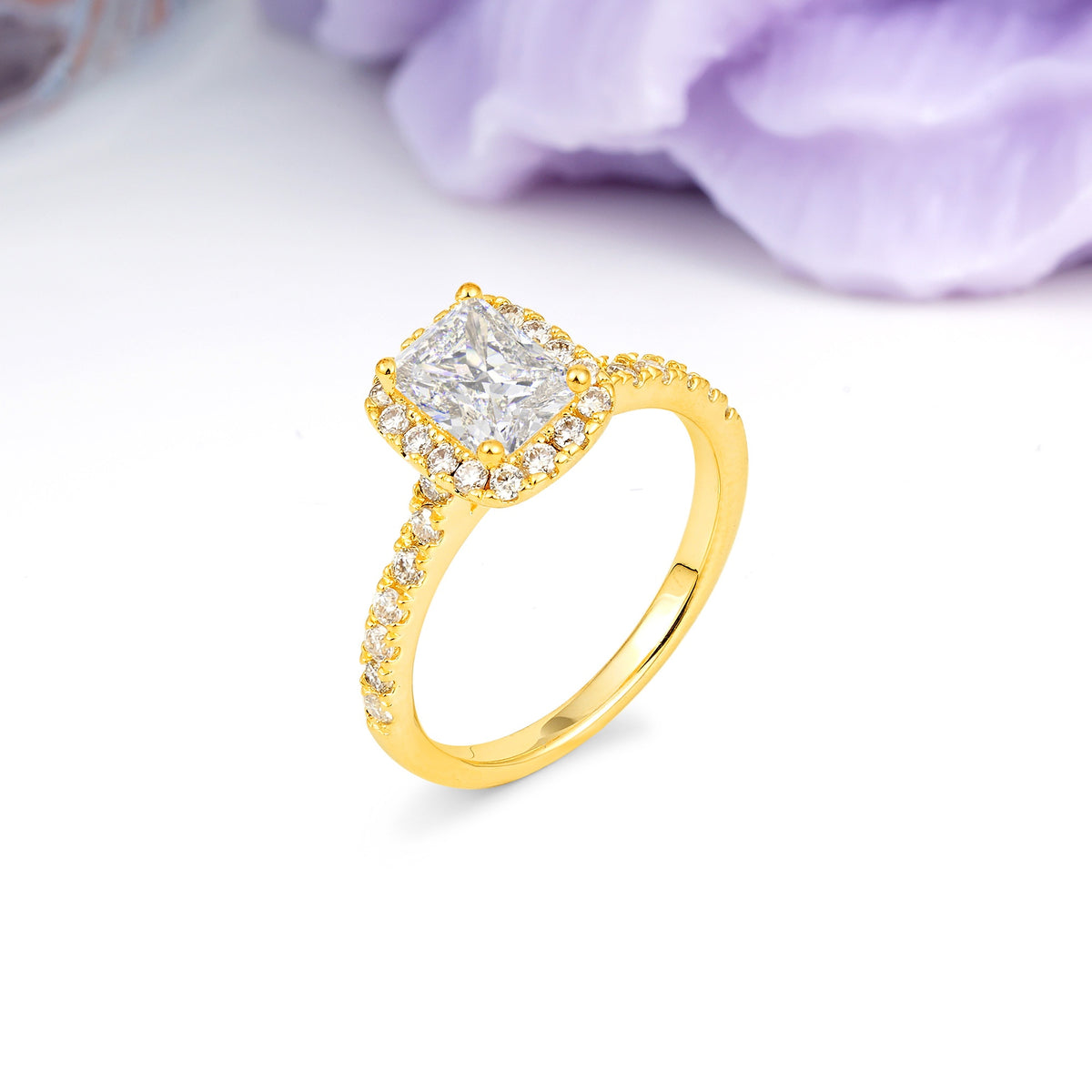 Luxurious Vintage Style 4 Prong Emerald Cut Moissanite Engagement Ring - Additional view