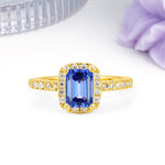 Luxurious Vintage Style 4 Prong Emerald Cut Sapphire Engagement Ring - Additional view