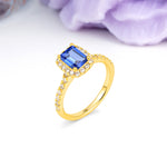 Luxurious Vintage Style 4 Prong Emerald Cut Sapphire Engagement Ring - Additional view