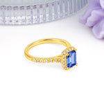 Luxurious Vintage Style 4 Prong Emerald Cut Sapphire Engagement Ring - Additional view