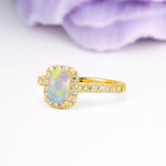 Luxurious Vintage Style 4 Prong Emerald Cut Fire Opal Engagement Ring - Additional view