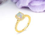 Luxurious Vintage Style 4 Prong Emerald Cut Fire Opal Engagement Ring - Additional view