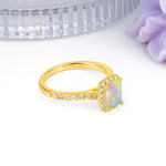Luxurious Vintage Style 4 Prong Emerald Cut Fire Opal Engagement Ring - Additional view