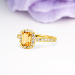 Luxurious Vintage Style 4 Prong Emerald Cut Citrine Engagement Ring - Additional view