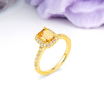Luxurious Vintage Style 4 Prong Emerald Cut Citrine Engagement Ring - Additional view