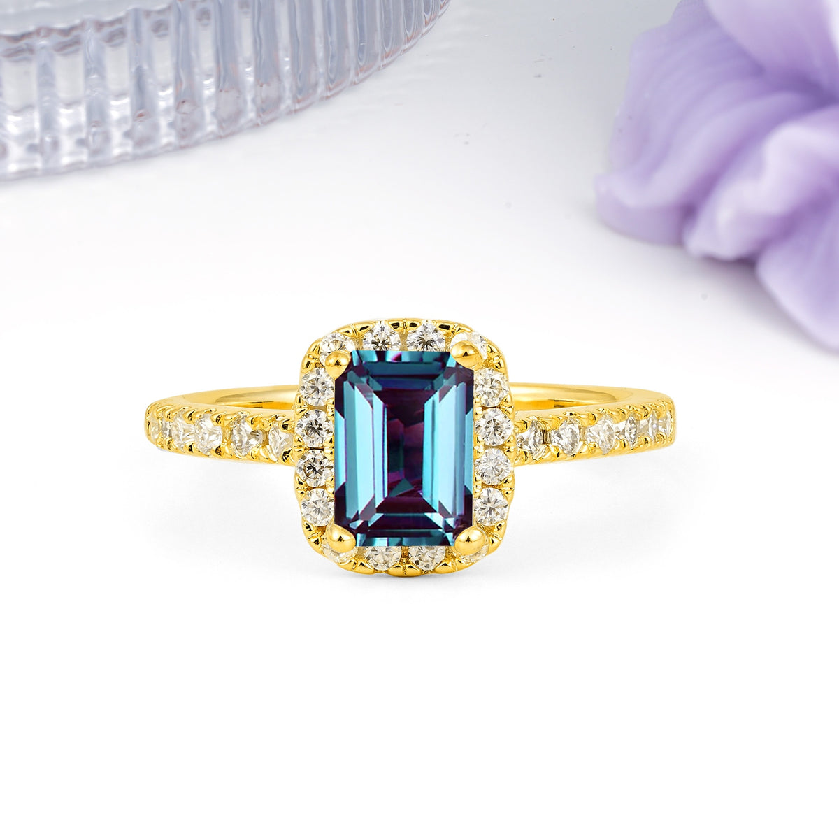 Luxurious Vintage Style 4 Prong Emerald Cut Tanzanite Engagement Ring - Additional view