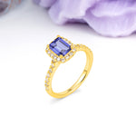 Luxurious Vintage Style 4 Prong Emerald Cut Tanzanite Engagement Ring - Additional view