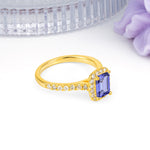 Luxurious Vintage Style 4 Prong Emerald Cut Tanzanite Engagement Ring - Additional view