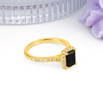 Luxurious Vintage Style 4 Prong Emerald Cut Black Onyx Engagement Ring - Additional view