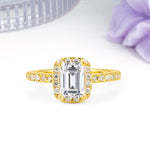 Luxurious Vintage Style 4 Prong Emerald Cut Lab Diamond Engagement Ring - Additional view