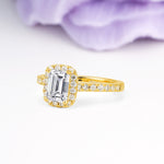 Luxurious Vintage Style 4 Prong Emerald Cut Lab Diamond Engagement Ring - Additional view